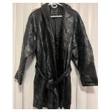 Italian Leather Black Patchwork Overcoat w/belt (S