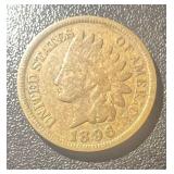Rare 1896 Indian Head Cent AC Average Circ