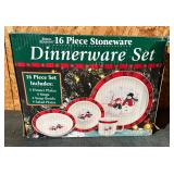 16-Piece Stoneware Snowman Dinner Set IN BOX