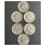 Lot (6) 1990s Washington Quarters