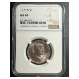1979-S SUSAN B ANTHONY DOLLAR COIN NGC MS64