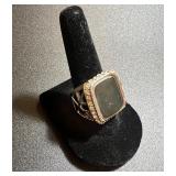 Square Black Stone Ring SZ 7