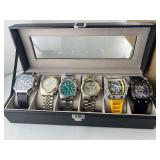 (6) HIGH END MENS WRIST WATCHES COLLECTION W/CASE