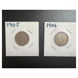 Lot, (2) 1905/1906 Liberty Head V Nickels