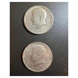 Lot, (2) Coins Kennedy Half Dollars