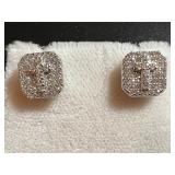 14Carat 9mm Diamond Square Cross Stid Earrings W/c