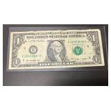 1 Dollar Bill Trinary Serial 2009