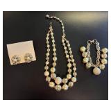 Vintage Double Strand Necklace Goldtone - Set
