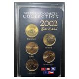 Lot, 5 Coins 2002 Stateshood Quarters Gold Edition