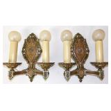 1920s Art Nouveau Lion Electric Polychrome Sconces