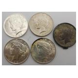 5 Silver Peace Dollars