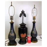 Chinese Foo Chow Laquer Vase & Japanese Lamps