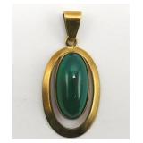 Vtg 8k Gold 333 Chrysoprase Pendant ca 1930