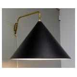 MCM Adjustible Brass Swing Arm Cone Pendant Lamp