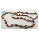 Signed Murano Italy 28" Millefiori Bead Necklace