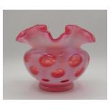 Fenton Cranberry Opalescent Coi Dot Rose Bowl Vase