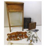 Welsh Spoon, Printers Trays, Dickens Toasting Fork