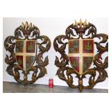 Large Mid Century Burwood Coat of Arms Plaques