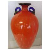 Signed Murano Gold Fleck Art Glass Vase 13"