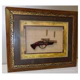 Framed 17th C Flintlock Pistol Replica Lighter