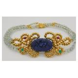 Large RiBi 14k Gold & Crystal Beads Necklace