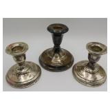 3 Sterling Silver Weighted Candlesticks