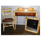 Hitchcock Furnture Writing Desk, Chair & Mirror