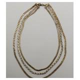 Vtg Triple Strand Mariner, Figaro, Link Necklace