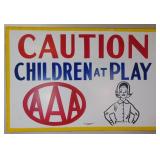 vtg Children at Play AAA Metal Street Sign 36"