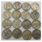 16 Silver Mercury Dimes