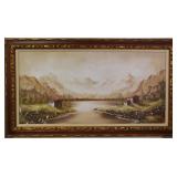 Large Mid Century Monili Landscape Painting