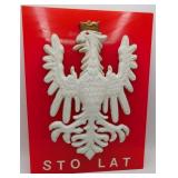 Cast Metal Polish Eagle Coat of Arms Lucite Plaque