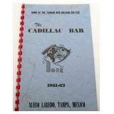 1961 The Cadillac Bar Nuevo Laredo Menu