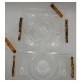 3 MCM Lucite & Bamboo Handle Trays Lillian Shoppe