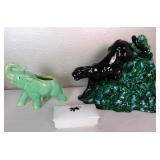 Vtg Pottery Group Panther Bookend, Rosenthal etc