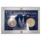 US Silver Dollar Set  Peace & Morgan COA 1984