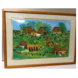 Merle Reivich Mexican Village Folk Art Painting
