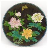 Jingfa Chinese Cloisonne Floral Butterfly Dish 10"