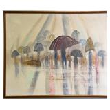 Frank Ferrante Acrylic Painting Umbrella Crowd 53"