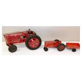 2 Hubley Toy Tractors & Trailer