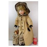 Porcelain Face Doll 28" & 10" Doll