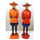 2 Reliable Plastic Canadian Mountie Figures 1960