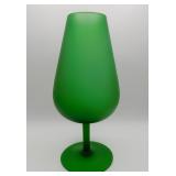 Mid Century Large Green Satin Stemware Glass 13"