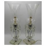 Crystal Prism Boudoir Lamp Pair