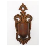 Victorian Carved Wood Match Safe Wall Pocket