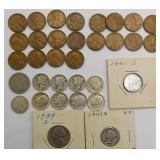 Silver Coins & Wheat Pennies