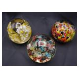 3 Mid Century Art Glass Paperweights ISCO Japan