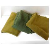 3 US Army Military Green Wool Blankets