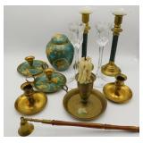 Brass Candlesticks & Gorham Crystal Candlesticks