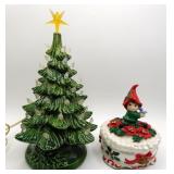 Vintage Lighted Ceramic Christmas Tree Musical Elf